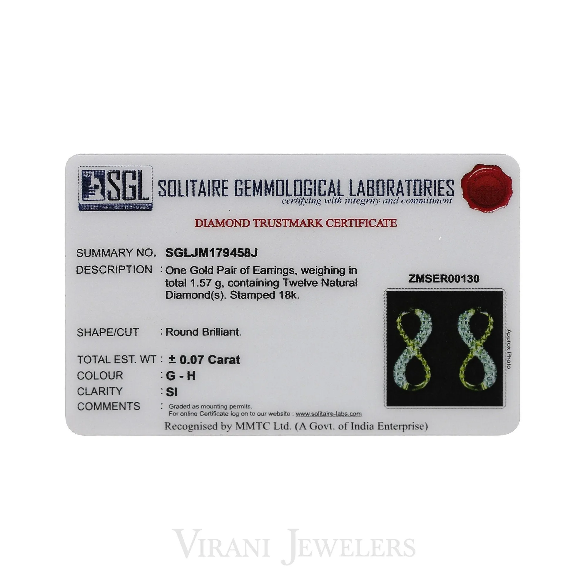 0.16CT Diamond Infinity Pendant & Earrings Set in 18K Yellow Gold