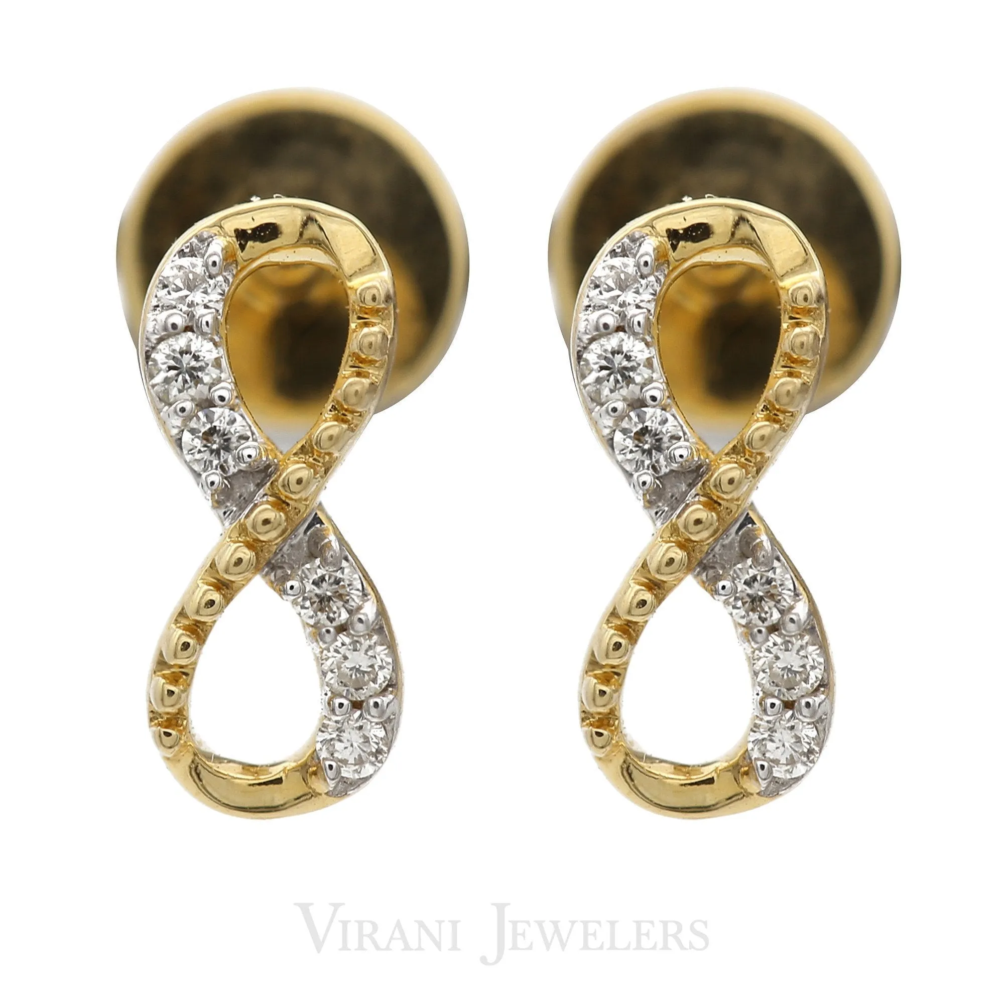 0.16CT Diamond Infinity Pendant & Earrings Set in 18K Yellow Gold