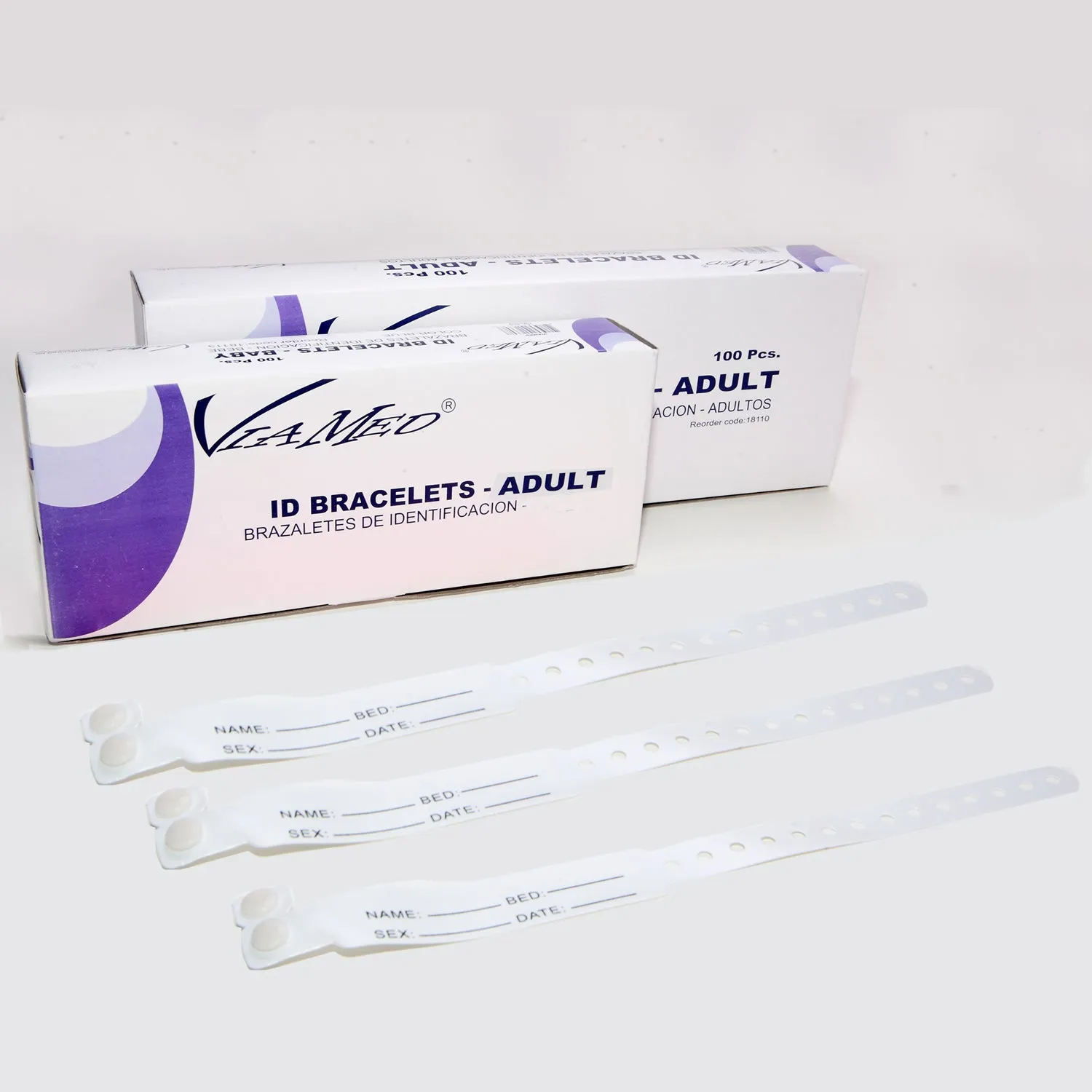 100 Pcs Hospital Medical Resort Id Bracelet for Adult White NEW Write on - 100pcs
