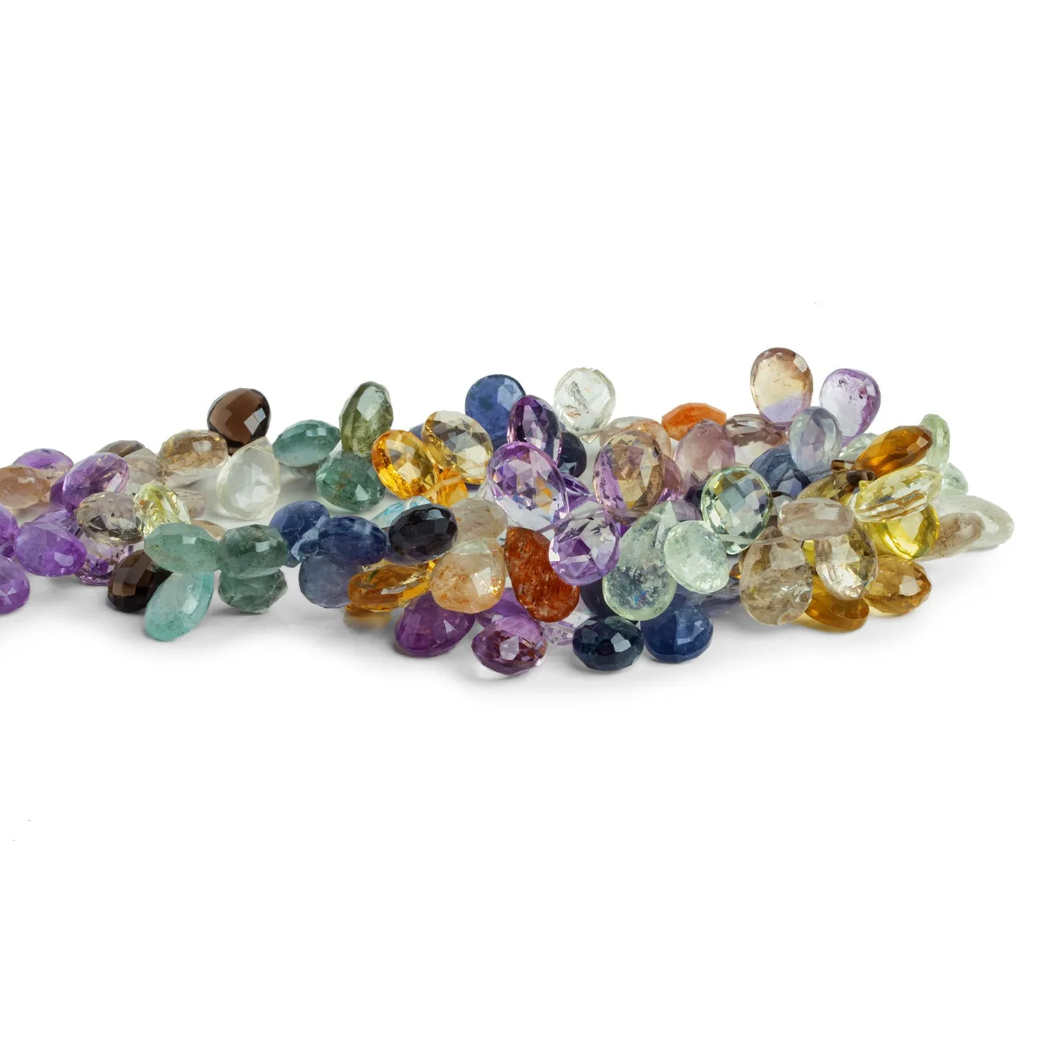 11x8mm Multi Gemstone Faceted Pears 17 inch 105 beads