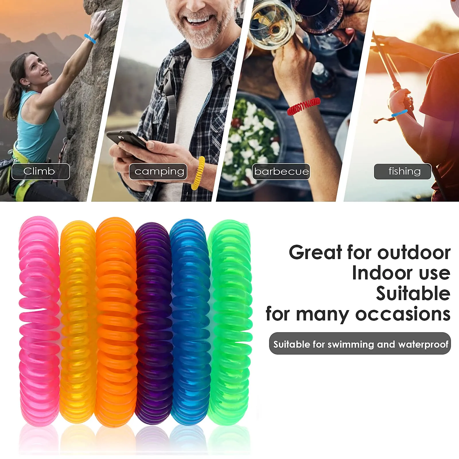 12Pack Mosquito Insect Repellent Bracelet, Waterproof Insect Repellent Mosquito Bands, Natural Outdoor Bug Repeller Wristbands for Adults and Kids