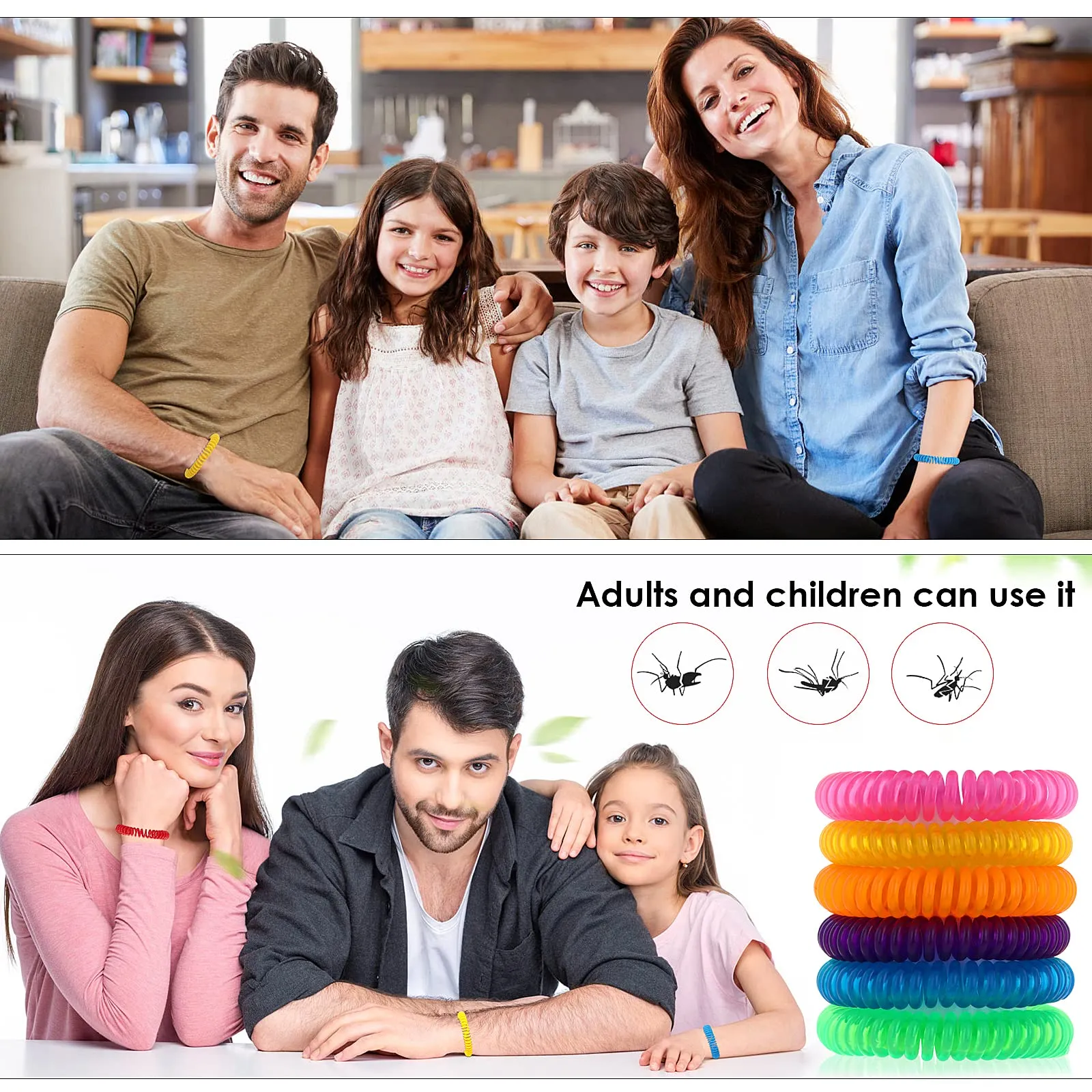 12Pack Mosquito Insect Repellent Bracelet, Waterproof Insect Repellent Mosquito Bands, Natural Outdoor Bug Repeller Wristbands for Adults and Kids