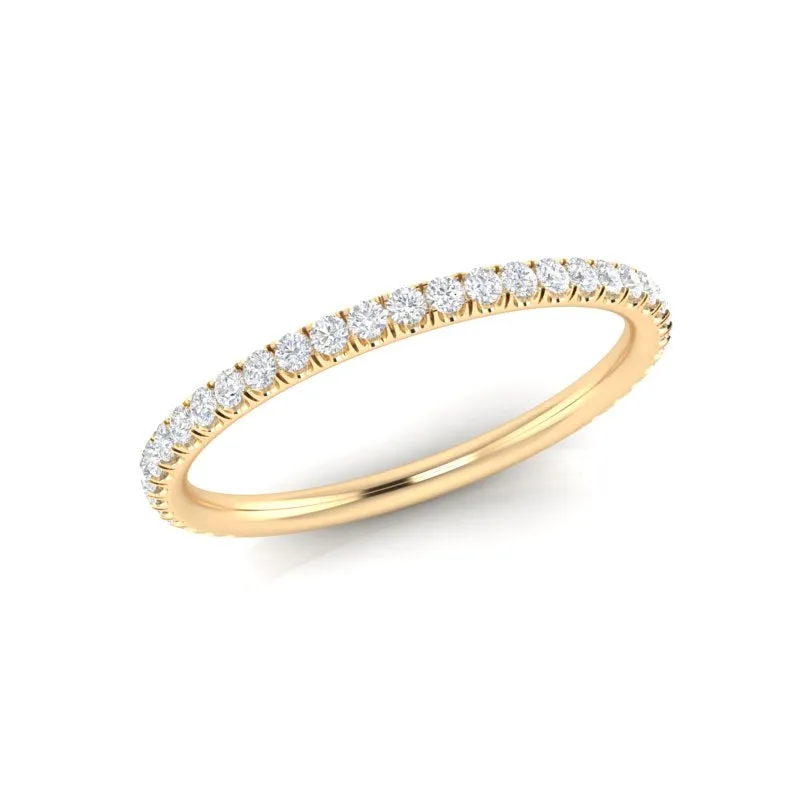 14k Gold Delicate Diamond Stackable Ring Wedding Band