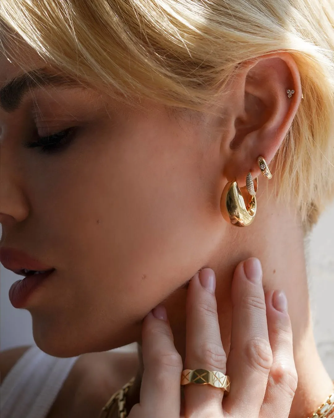 14k Gold Large Bubble Hoops