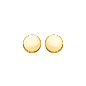 14k Yellow Gold Polished Round Post Earrings