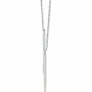 14KT White Gold Polished "V" Geometric Pendant Chain Necklace