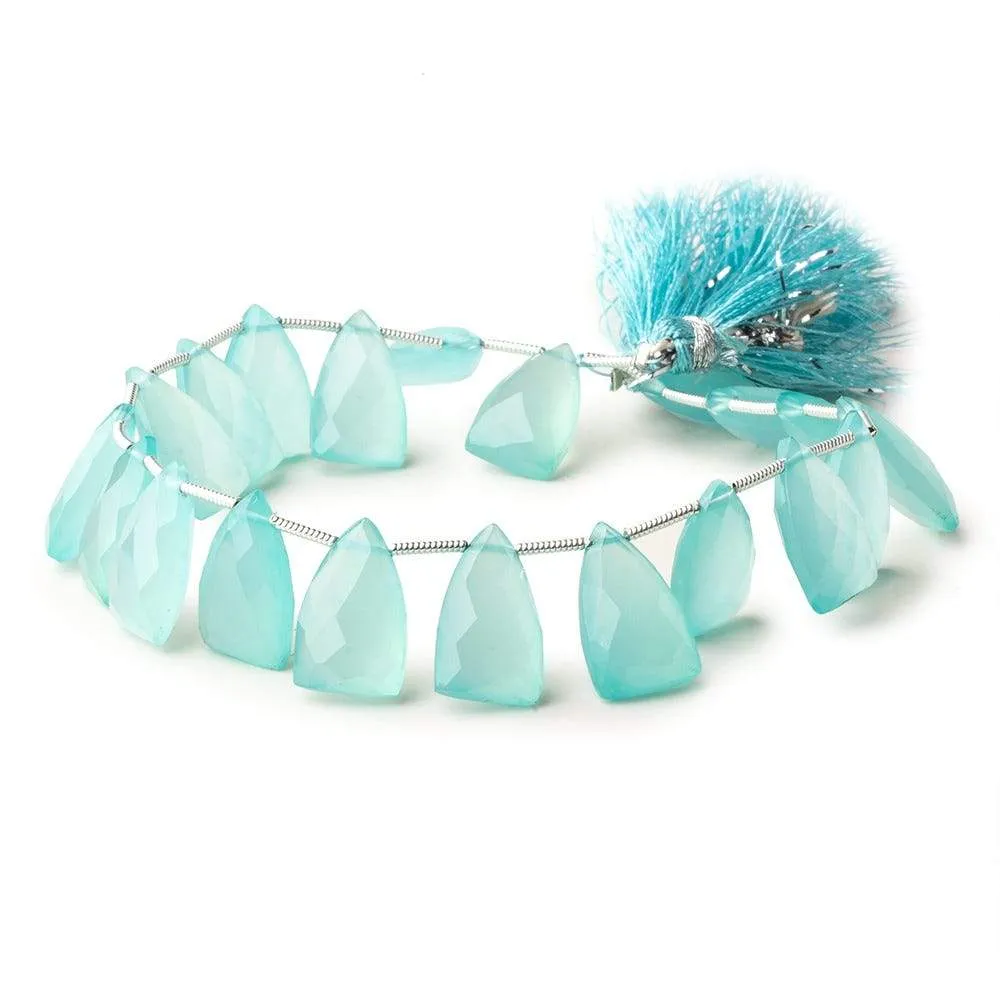 15x9mm Seafoam Blue Chalcedony Faceted Points 8 inch 22 beads