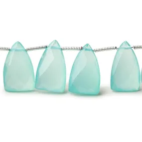 15x9mm Seafoam Blue Chalcedony Faceted Points 8 inch 22 beads