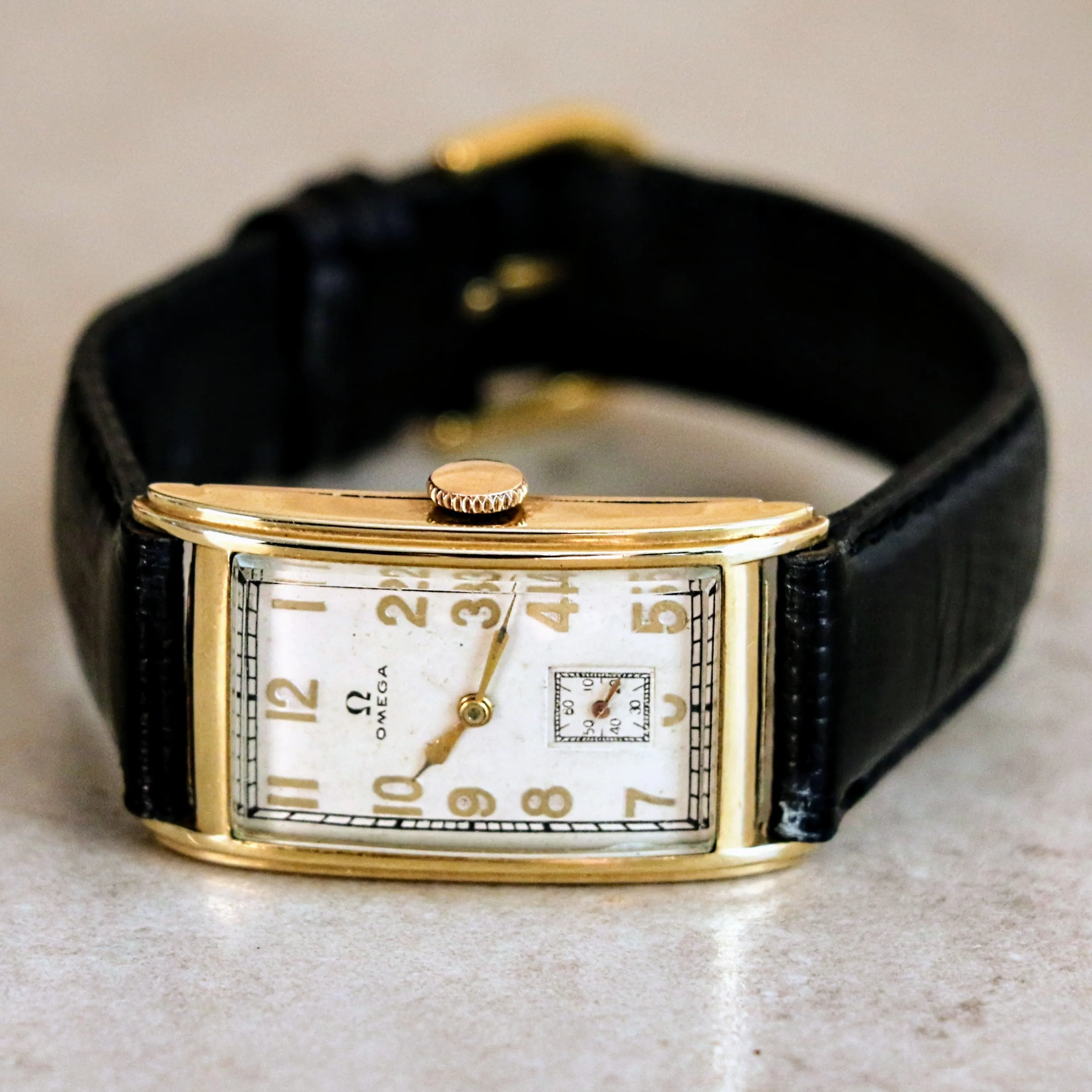 1934 OMEGA Jumbo Tank Watch Cal. T 17 14K Gold Filled Wristwatch