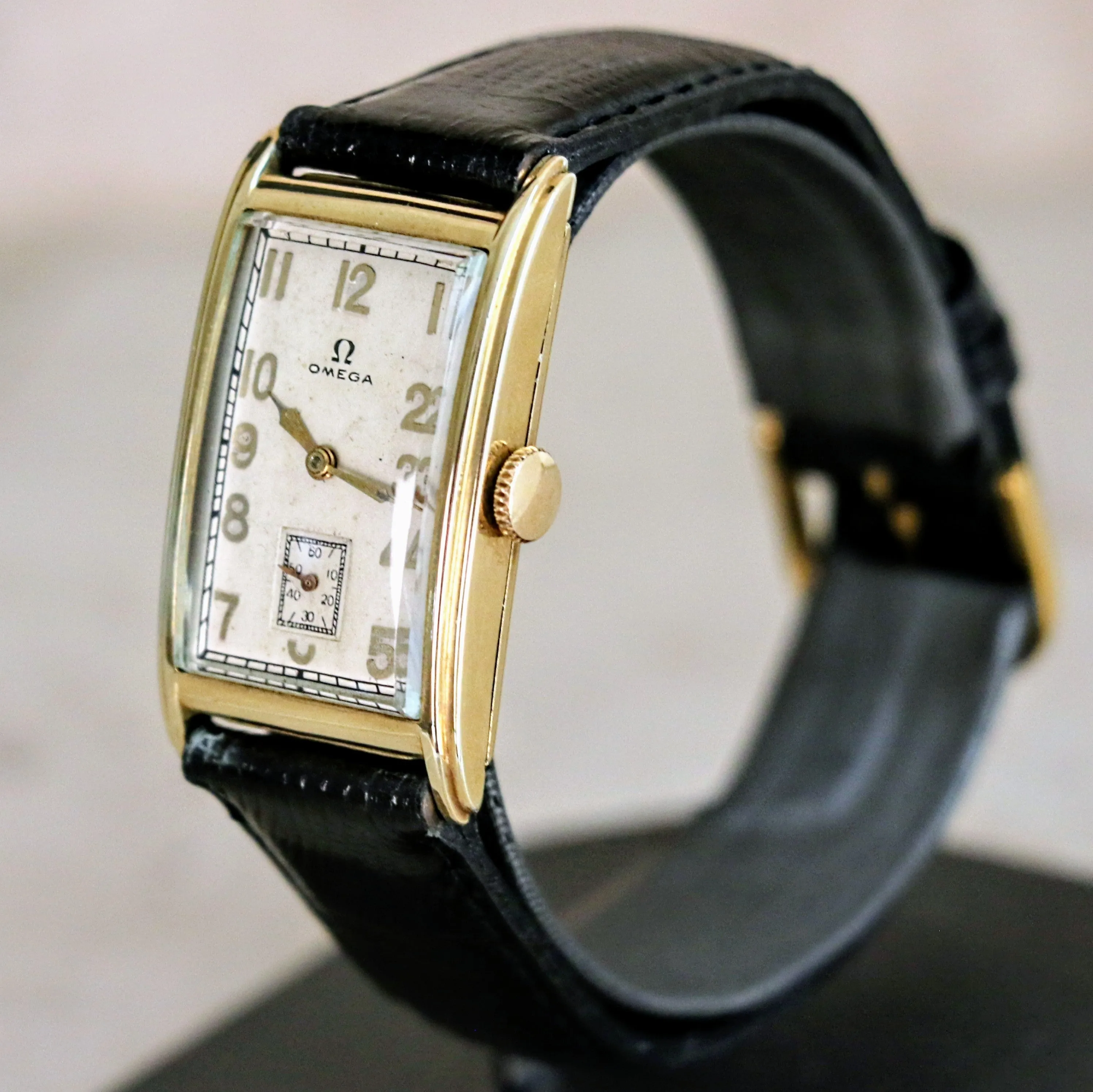 1934 OMEGA Jumbo Tank Watch Cal. T 17 14K Gold Filled Wristwatch