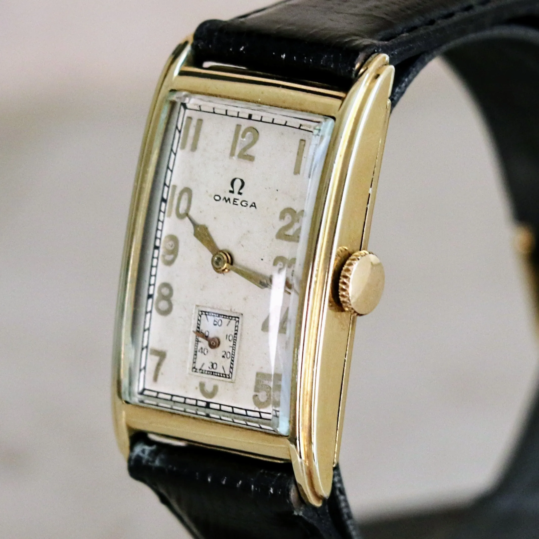 1934 OMEGA Jumbo Tank Watch Cal. T 17 14K Gold Filled Wristwatch