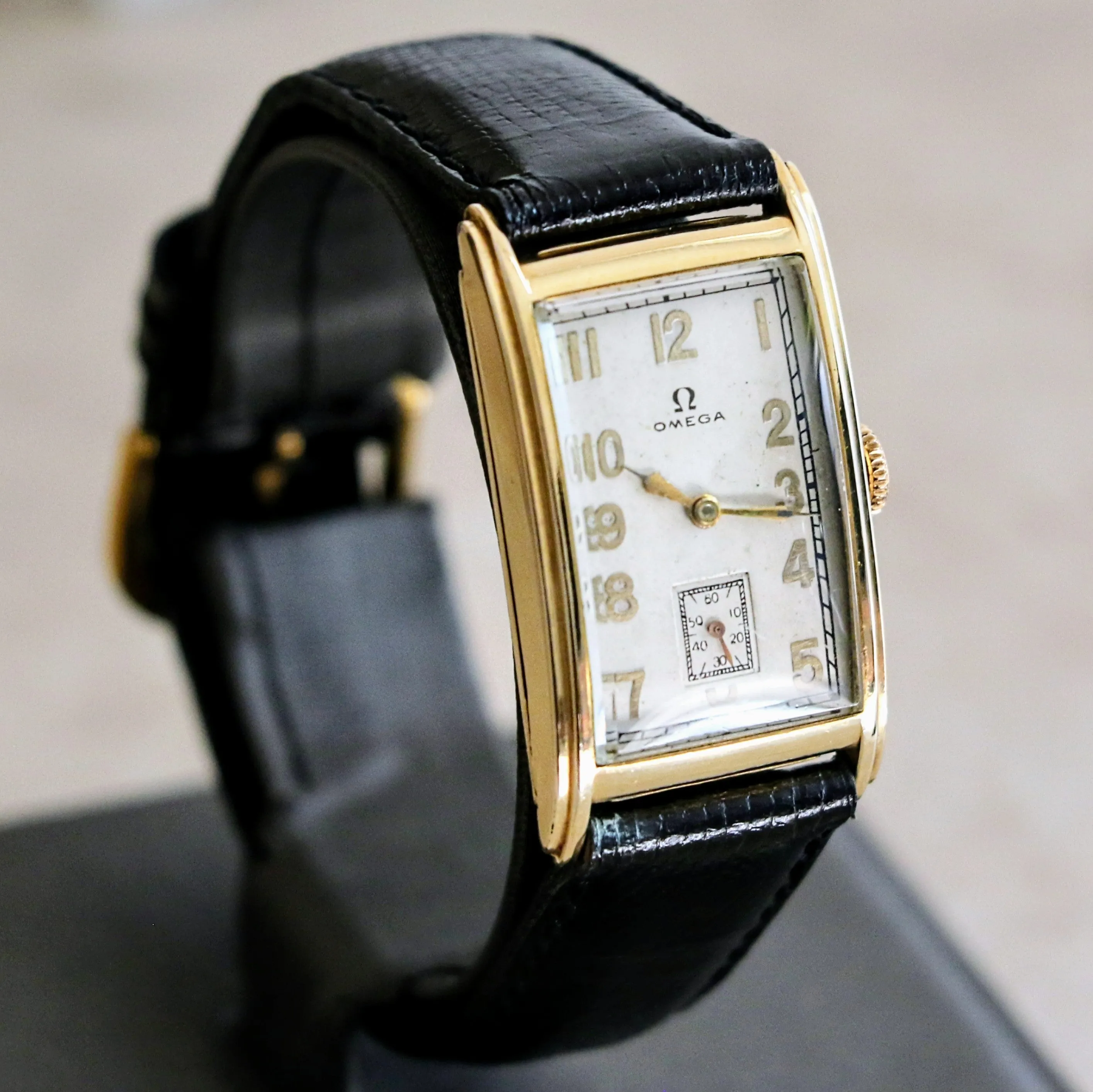 1934 OMEGA Jumbo Tank Watch Cal. T 17 14K Gold Filled Wristwatch