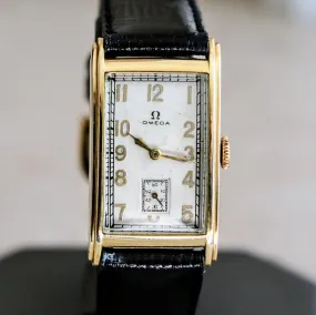 1934 OMEGA Jumbo Tank Watch Cal. T 17 14K Gold Filled Wristwatch