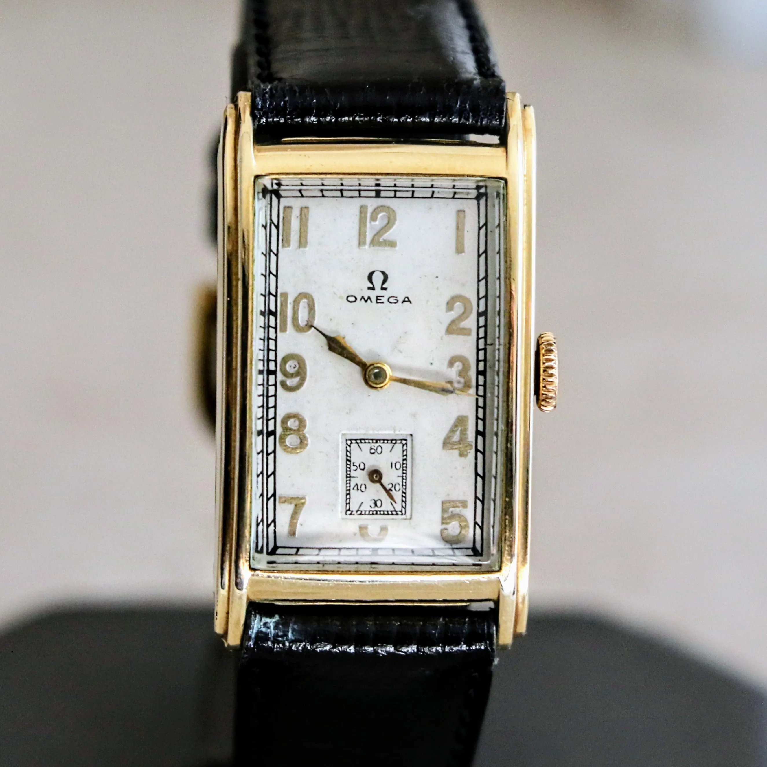 1934 OMEGA Jumbo Tank Watch Cal. T 17 14K Gold Filled Wristwatch