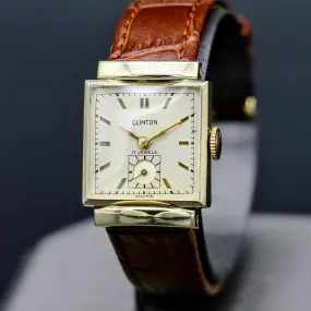 1940's CLINTON Watch 17 Jewels 23mm Fancy Lug Design Vintage Swiss Wristwatch