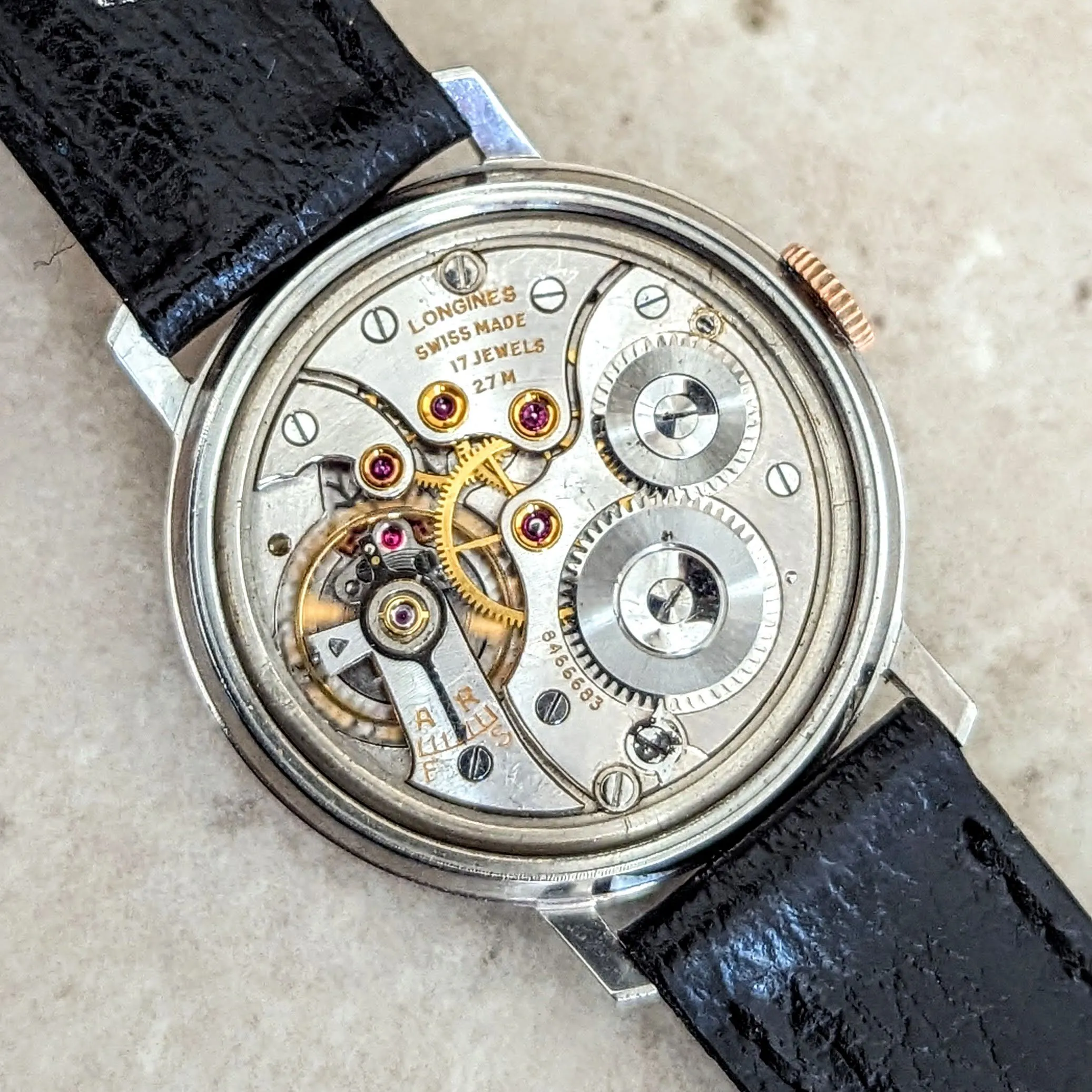 1951 LONGINES Wristwatch 17 Jewels Cal. 27M 34mm Vintage Watch All SS