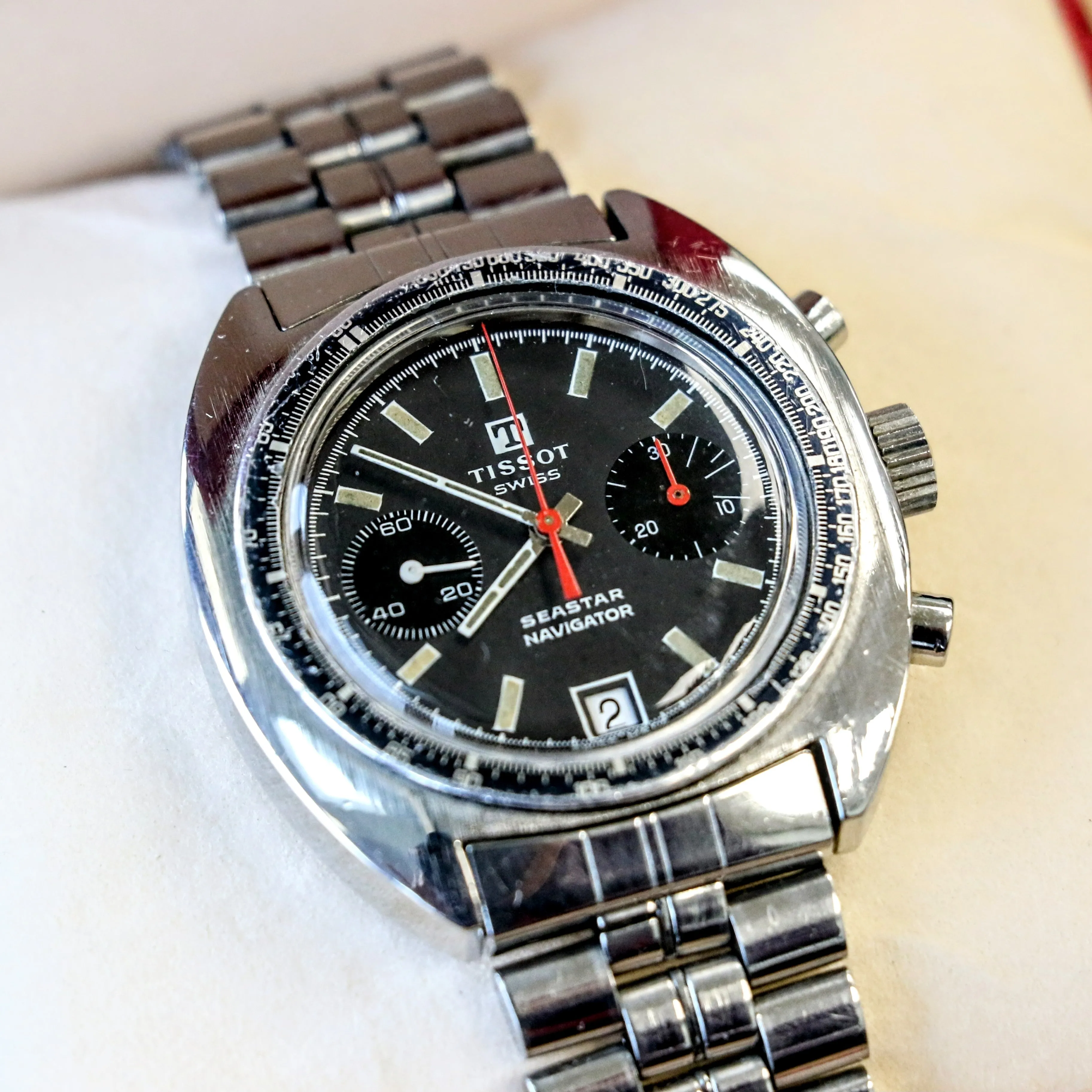 1970s TISSOT Seastar Navigator Chronograph Watch Ref. 40522 Cal. Valjoux 7734 Wristwatch - Original Bracelet