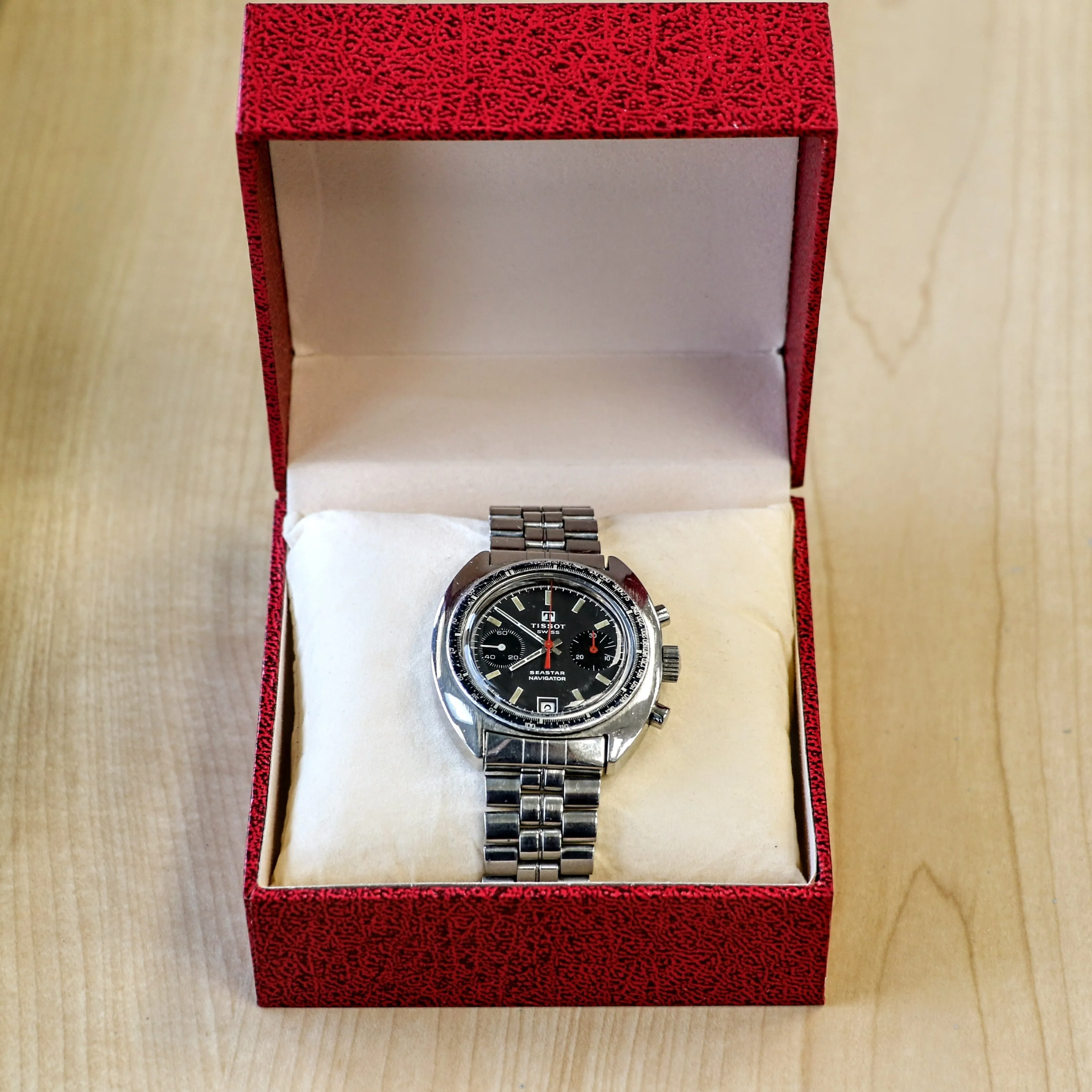 1970s TISSOT Seastar Navigator Chronograph Watch Ref. 40522 Cal. Valjoux 7734 Wristwatch - Original Bracelet