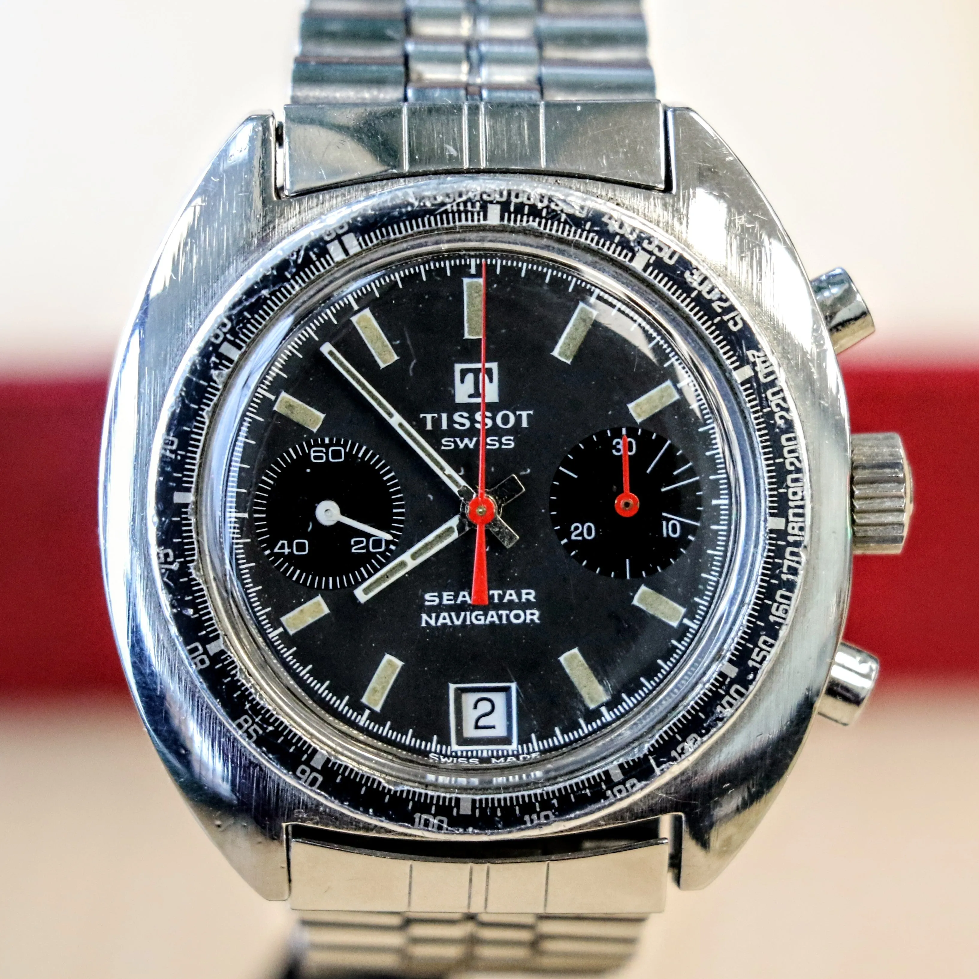 1970s TISSOT Seastar Navigator Chronograph Watch Ref. 40522 Cal. Valjoux 7734 Wristwatch - Original Bracelet