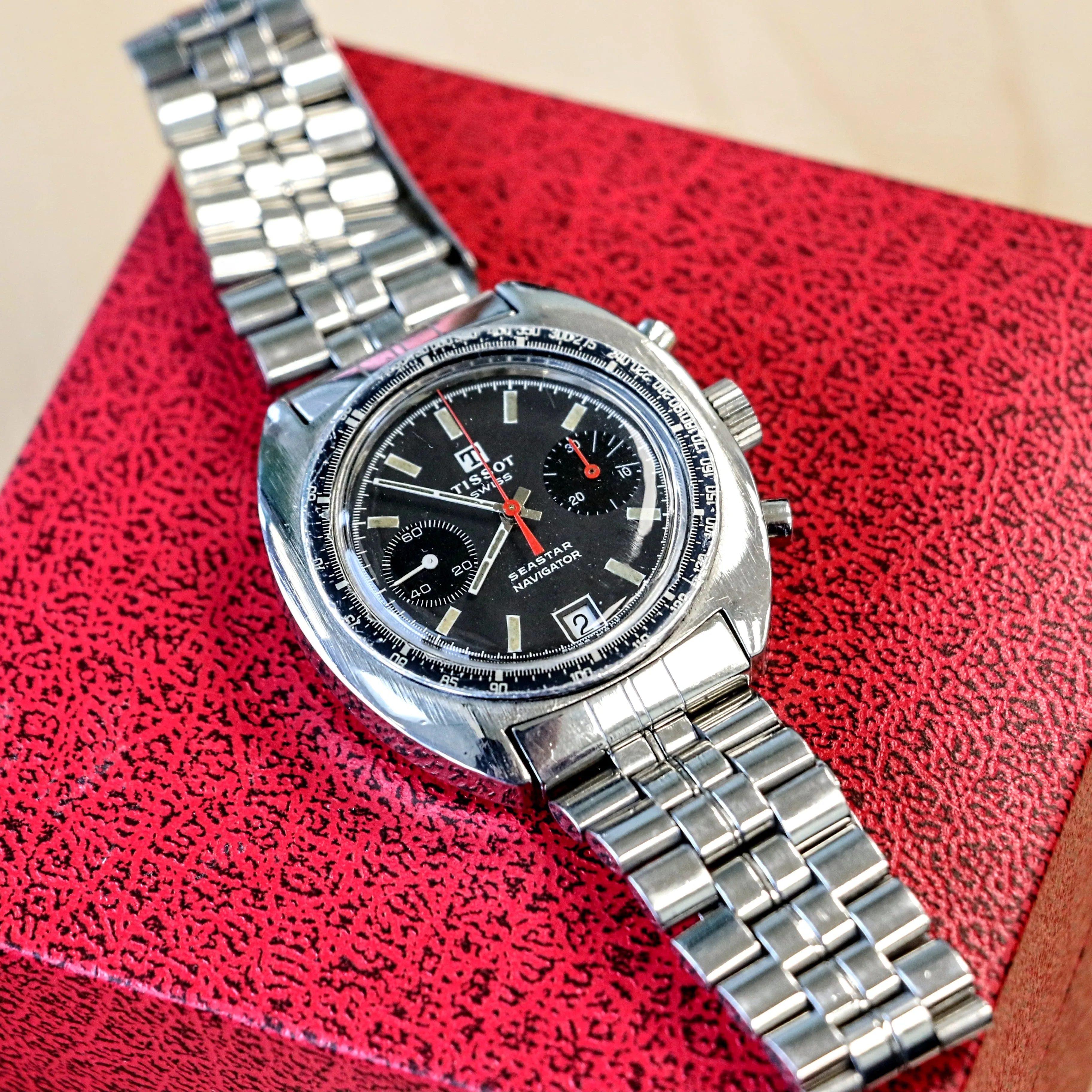 1970s TISSOT Seastar Navigator Chronograph Watch Ref. 40522 Cal. Valjoux 7734 Wristwatch - Original Bracelet