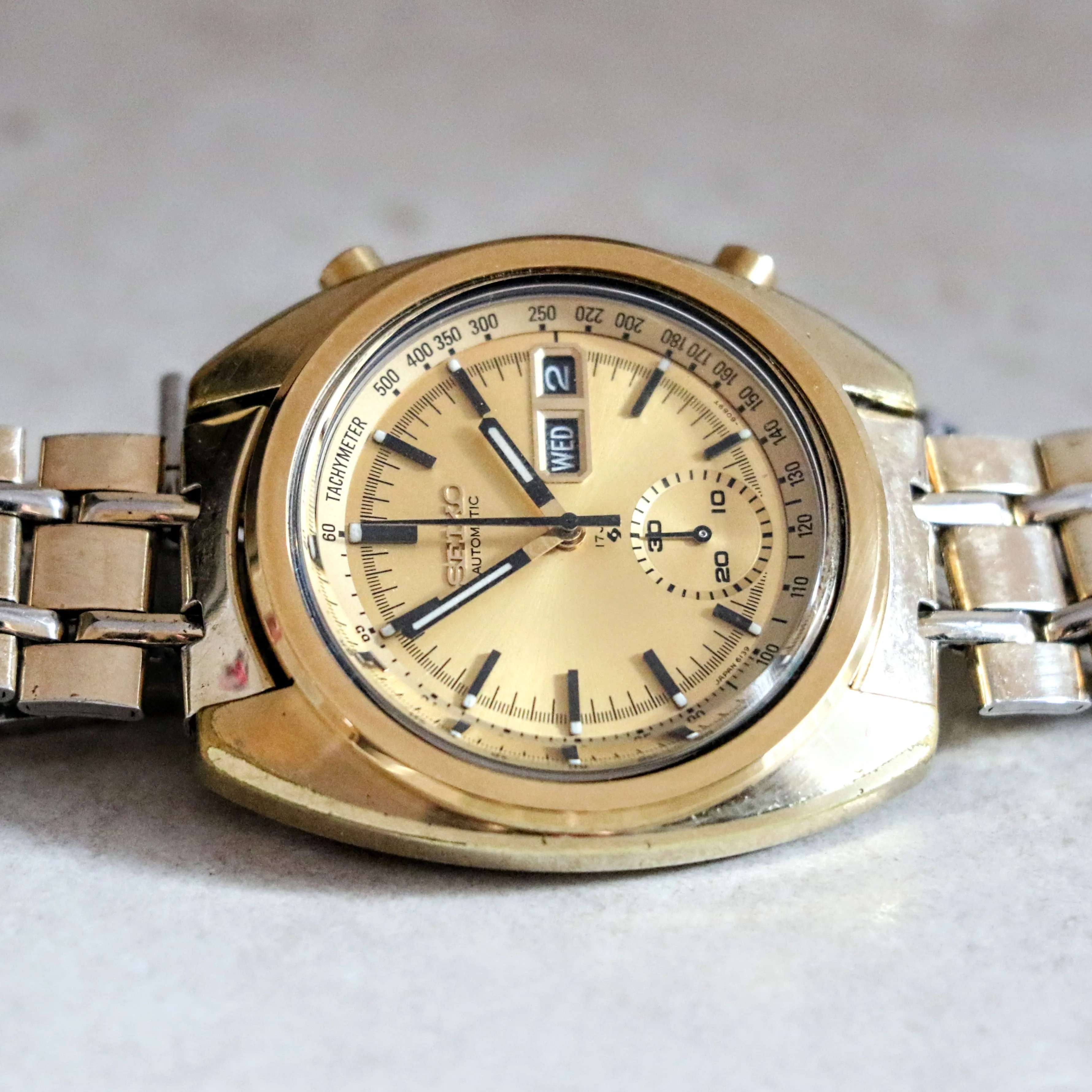 1972 SEIKO Golden Chronograph Automatic Watch Ref. 6139-6015 Vintage Wristwatch