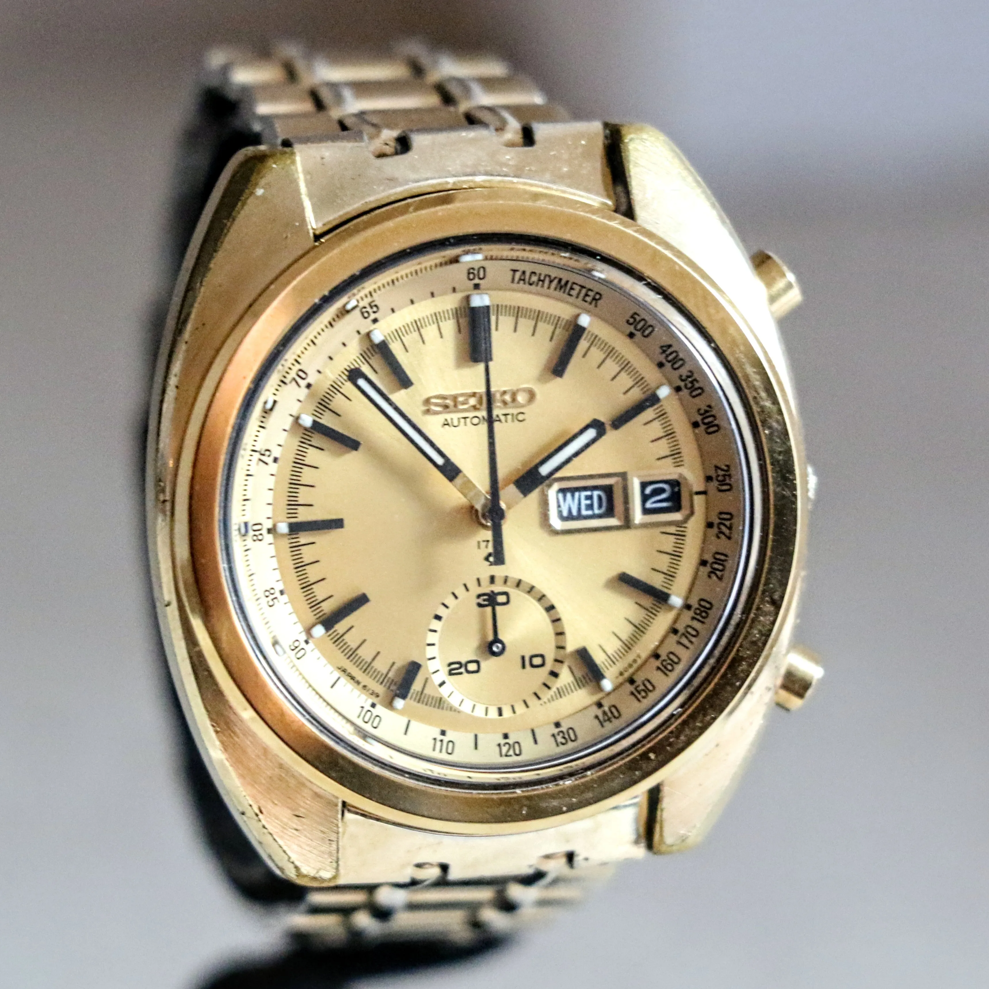 1972 SEIKO Golden Chronograph Automatic Watch Ref. 6139-6015 Vintage Wristwatch