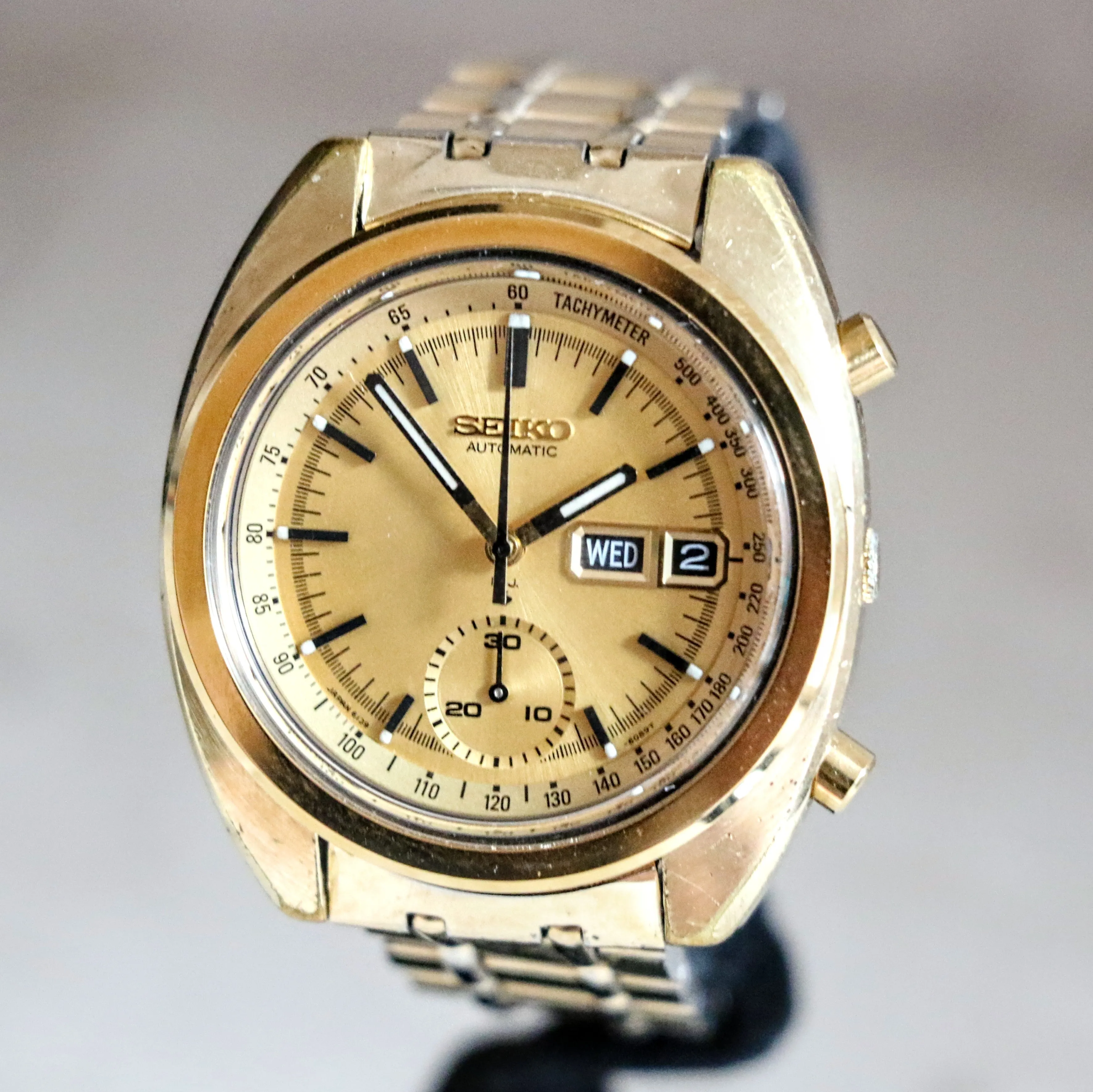 1972 SEIKO Golden Chronograph Automatic Watch Ref. 6139-6015 Vintage Wristwatch