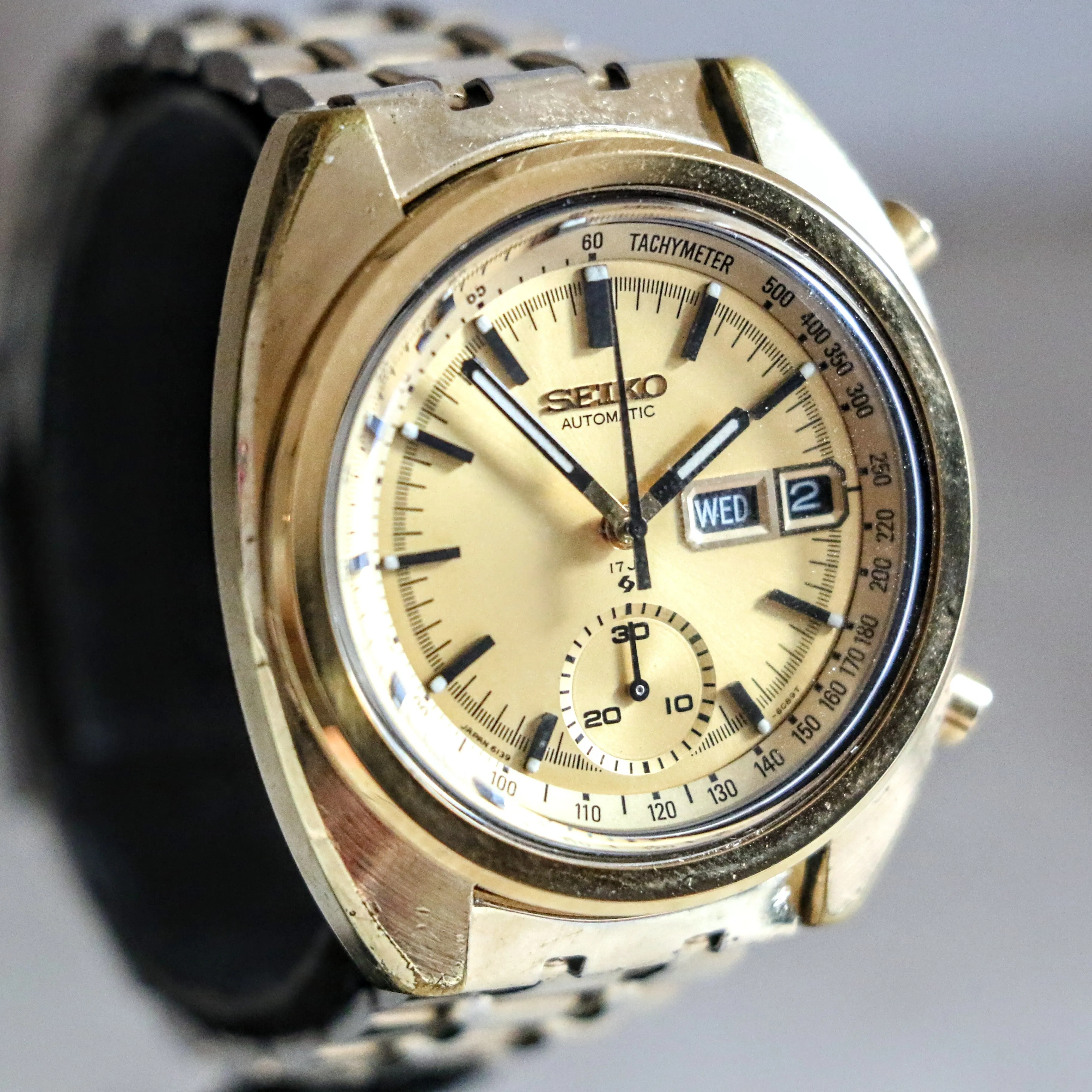 1972 SEIKO Golden Chronograph Automatic Watch Ref. 6139-6015 Vintage Wristwatch