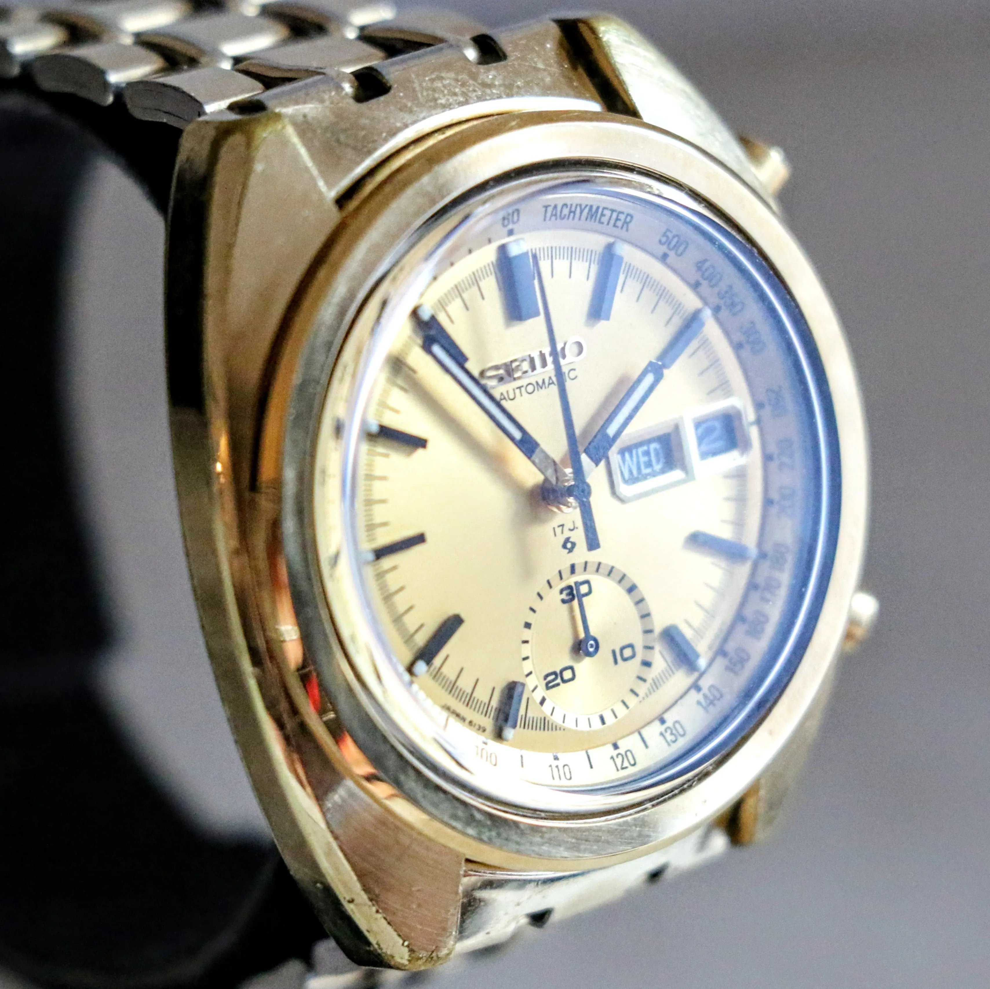 1972 SEIKO Golden Chronograph Automatic Watch Ref. 6139-6015 Vintage Wristwatch