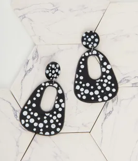 1980s Black & White Polka Dot Drop Earrings 1980s Black & White Polka Dot Drop Earrings