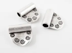3 Ethnic Spiral Semi Circle Spacer Bead Pendants - Matte Antique Silver Plated