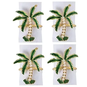 4 Palm Tree Designed Tropical Napkin Rings