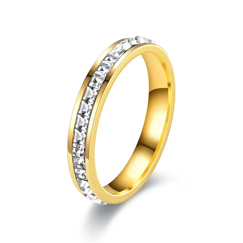 4mm/8mm Stainless Steel Lover Couples Men Women CZ Rings