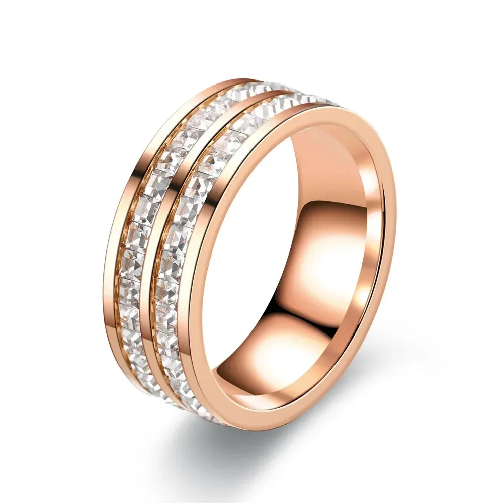 4mm/8mm Stainless Steel Lover Couples Men Women CZ Rings