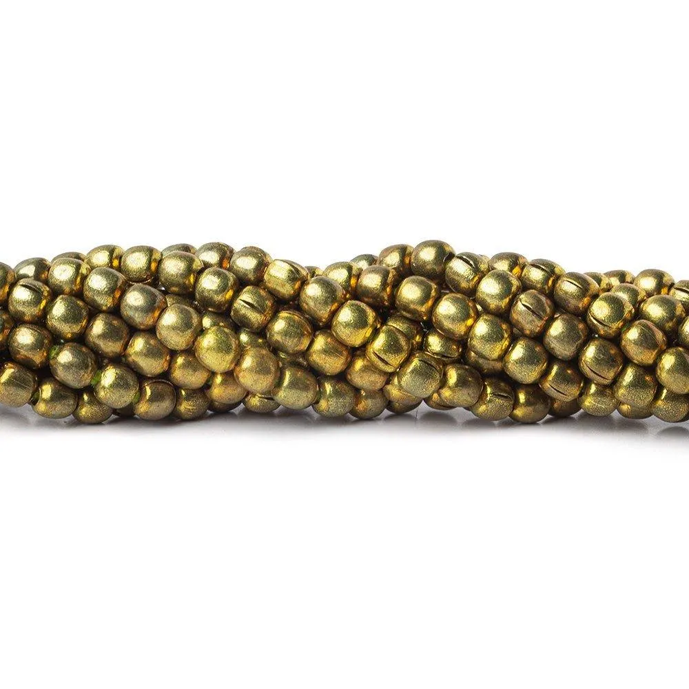 5mm Brass Plain Round Beads 8 inch 44 beads