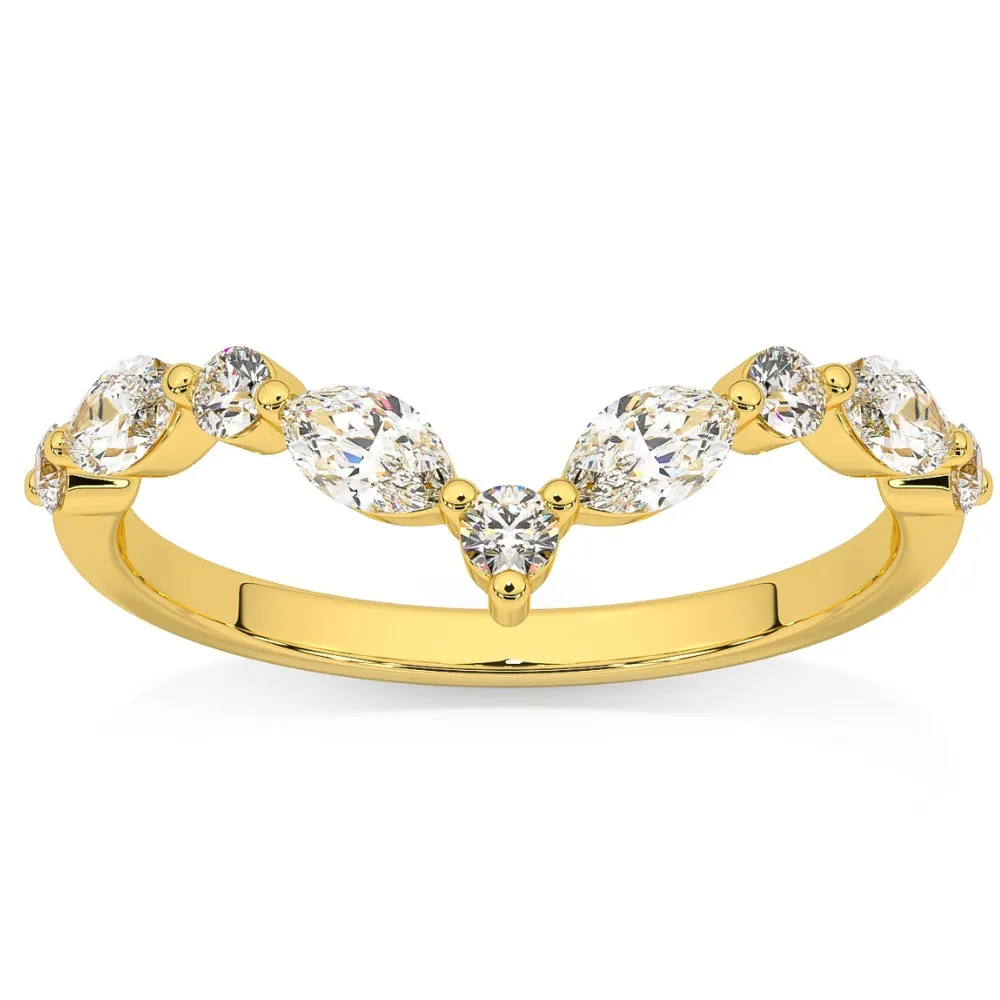 .60Ct Diamond Guard Insert V Shape Marquise Wedding Ring 14k Gold Lab Grown