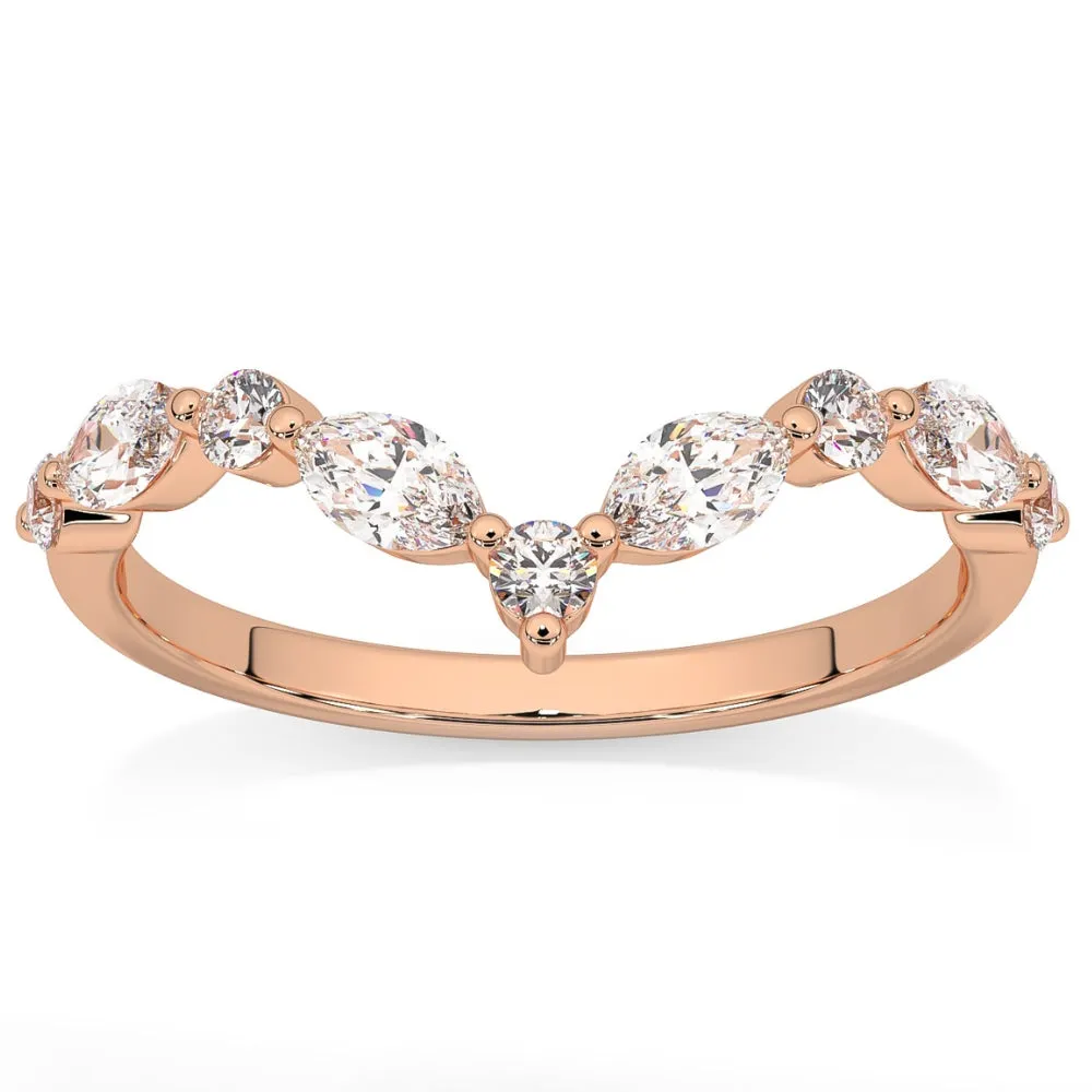 .60Ct Diamond Guard Insert V Shape Marquise Wedding Ring 14k Gold Lab Grown