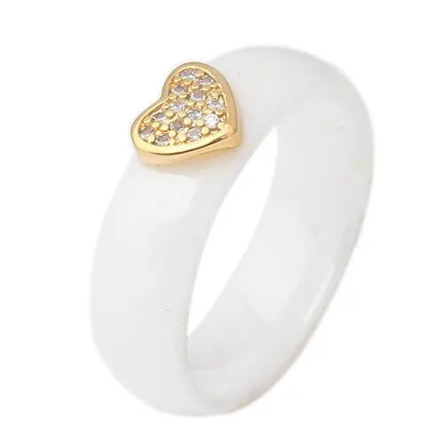 6mm High Quality Black And White Simple Style Two Line Crystal Ziron Ceramic Rings