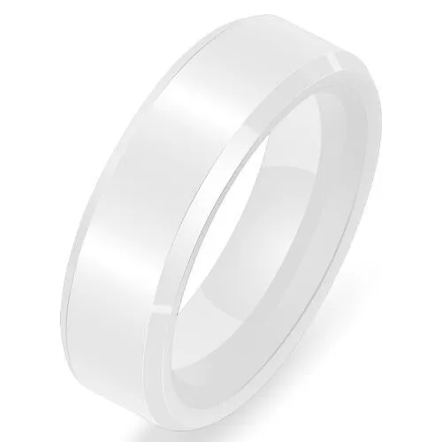 6mm High Quality Black And White Simple Style Two Line Crystal Ziron Ceramic Rings