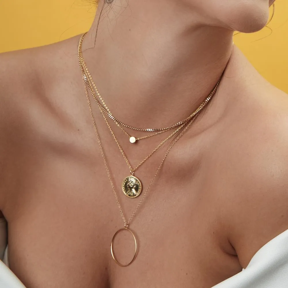 Achara Minimalist Small Button Necklace