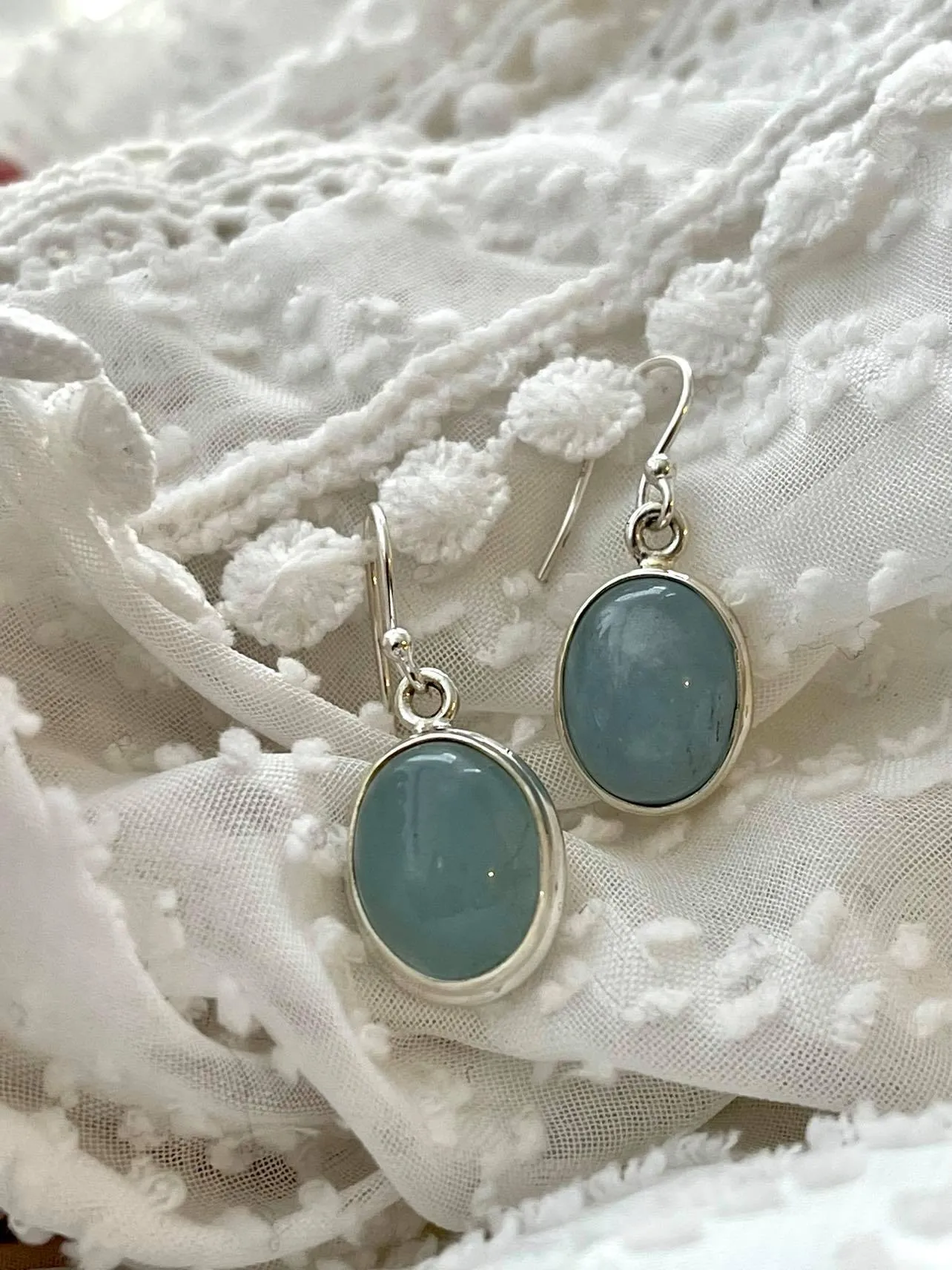 Aquamarine Cabochon Earrings
