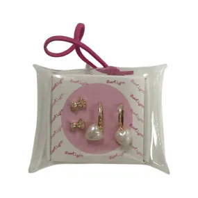 Bari Lynn Earring Set - Pearl Heart Bow Bari Lynn Earring Set - Pearl Heart Bow