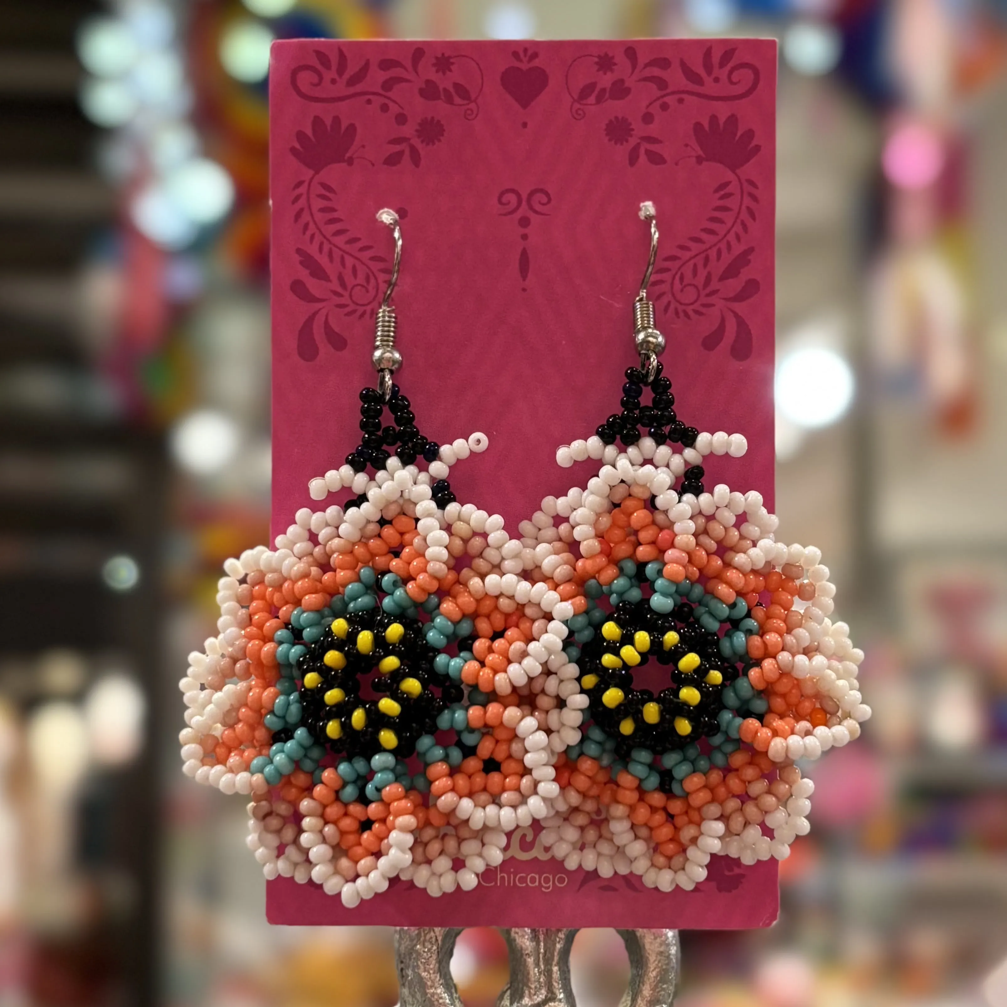 Beaded Bold flower Earrings