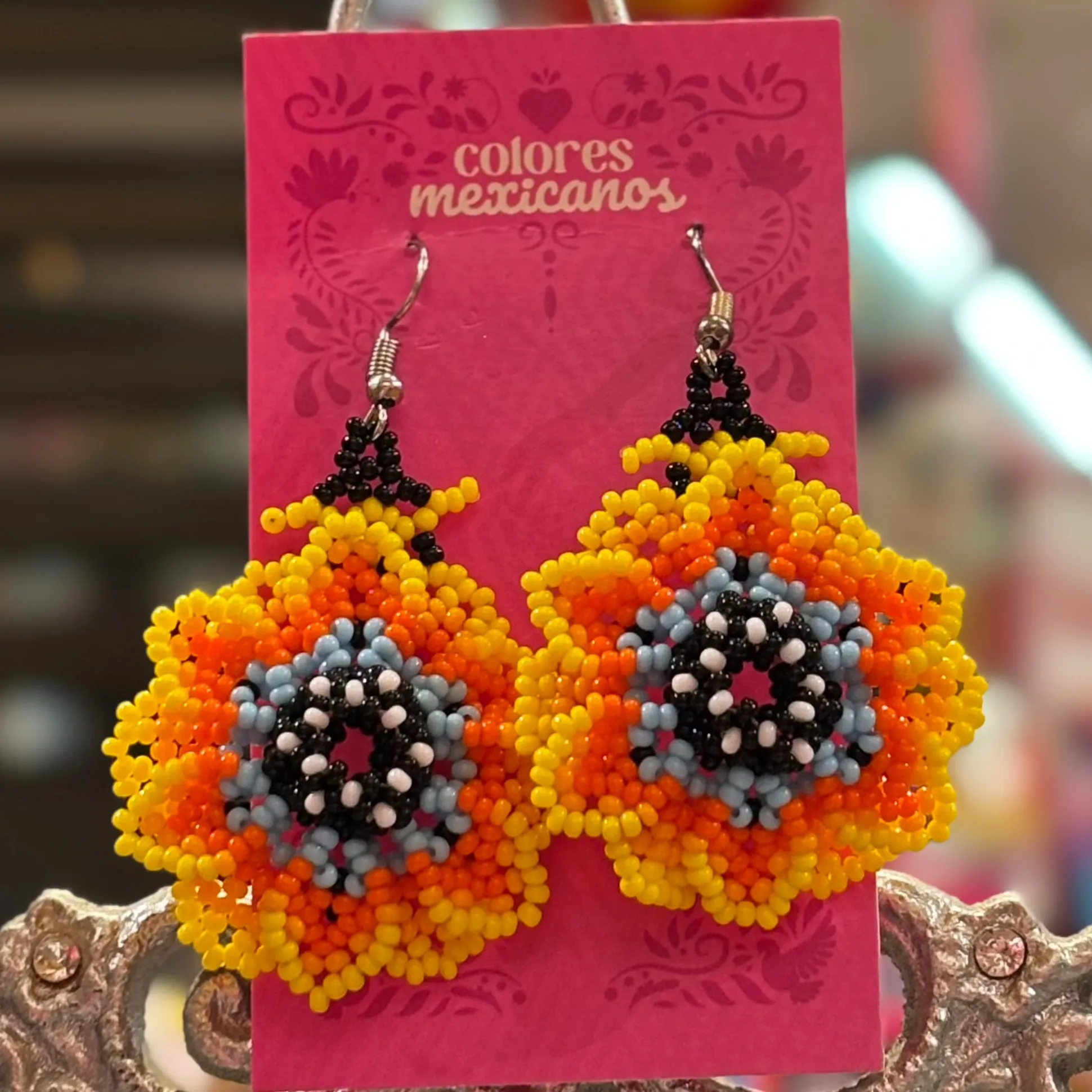 Beaded Bold flower Earrings