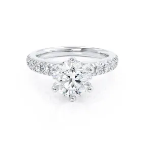 BELLE - Round Diamond Shoulder Set Platinum 950 Engagement Ring