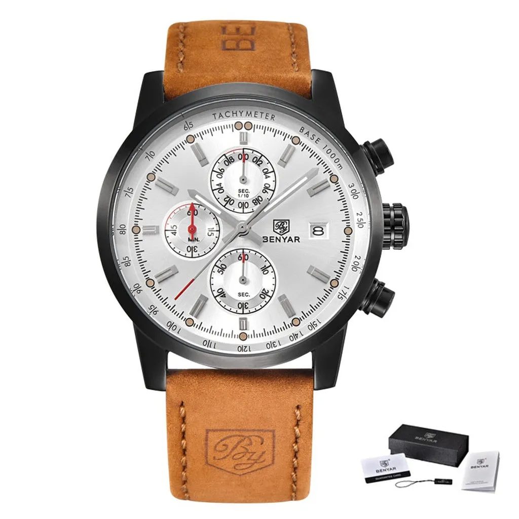 BENYAR Fashion Chronograph Sport Mens Watches Top Brand Luxury Quartz Watch Reloj Hombre Saat Clock Male Hour Relogio Masculino