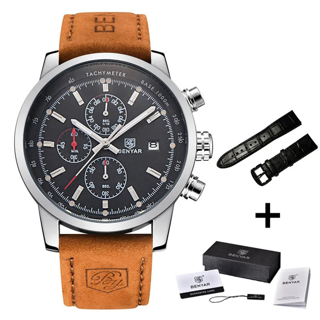 BENYAR Fashion Chronograph Sport Mens Watches Top Brand Luxury Quartz Watch Reloj Hombre Saat Clock Male Hour Relogio Masculino