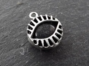 Black Evil Eye Jade Stone Pendant Charm, Evil Eye Pendant, Evil Eye Charm, Necklace Pendant, Lucky, Protective - Antique Silver Plated