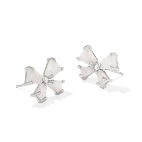 Blair Bow Small Studs - Rhodium/Iridescent Drusy