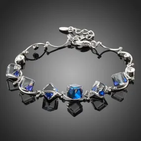 Blue Square Charm Bracelet